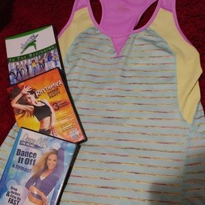 Women's workout tank by Tek gear and 3 DVD dance